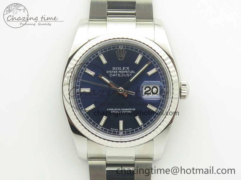 DateJust 36 SS 116234 ARF 1:1 Best Edition 904L Steel Blue Dial on Oyster Bracelet SH3135 V2