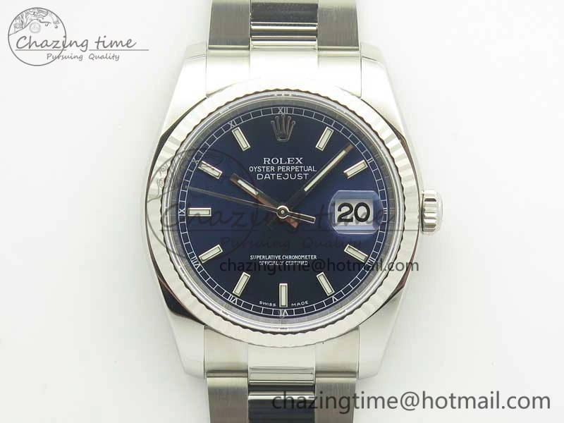 DateJust 36 SS 116234 ARF 1:1 Best Edition 904L Steel Blue Dial on Oyster Bracelet SH3135 V2