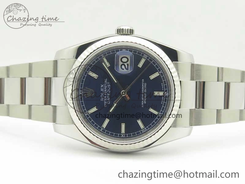DateJust 36 SS 116234 ARF 1:1 Best Edition 904L Steel Blue Dial on Oyster Bracelet SH3135 V2