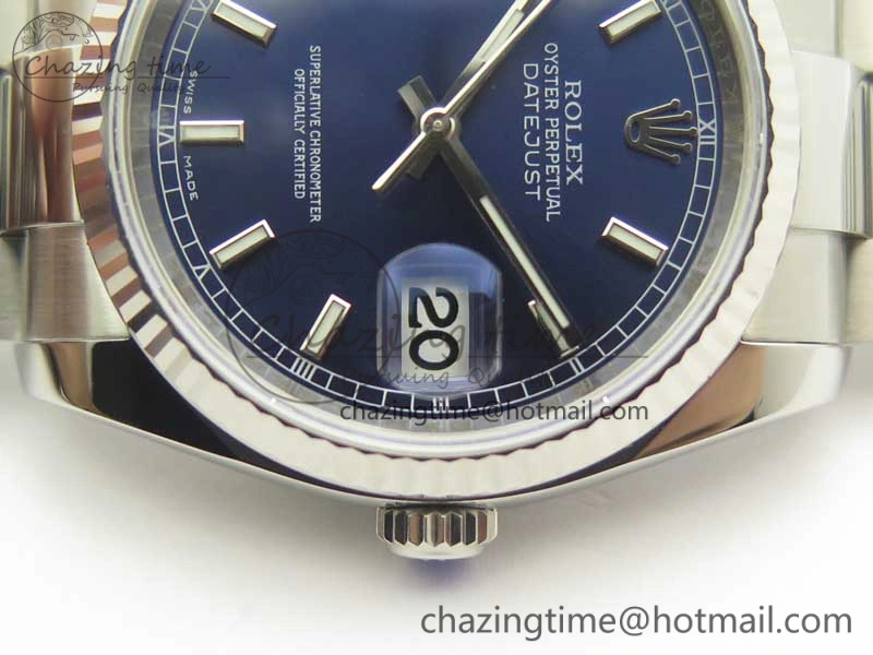 DateJust 36 SS 116234 ARF 1:1 Best Edition 904L Steel Blue Dial on Oyster Bracelet SH3135 V2