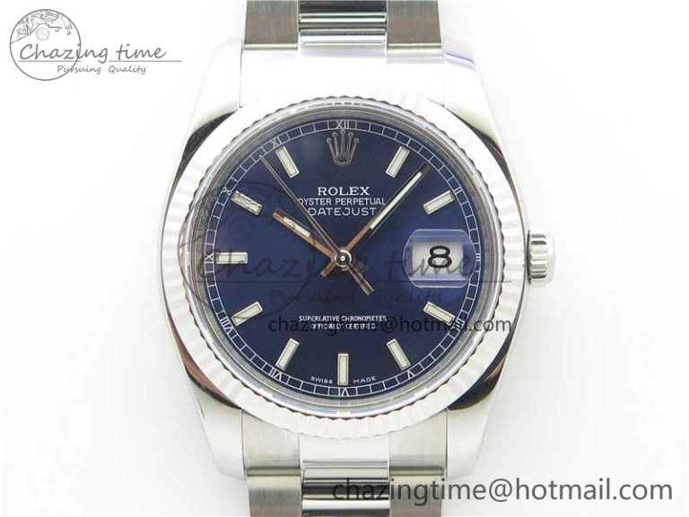 DateJust 36 SS 116234 ARF 1:1 Best Edition 904L Steel Blue Dial on Oyster Bracelet SH3135 V3