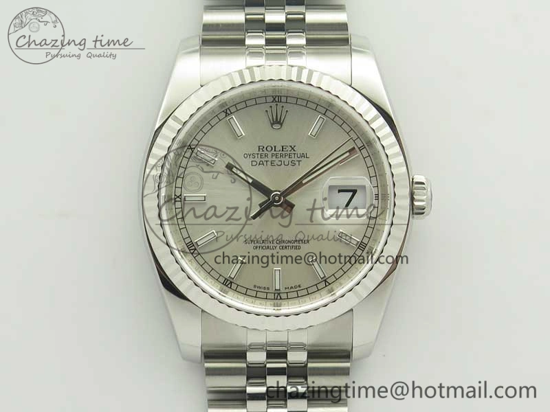 DateJust 36 SS 116234 ARF 1:1 Best Edition 904L Steel Silver Dial on Jubilee Bracelet SH3135 V2
