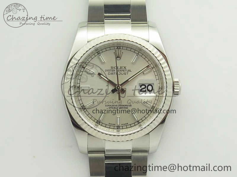 DateJust 36 SS 116234 ARF 1:1 Best Edition 904L Steel Silver Dial on Oyster Bracelet SH3135 V2
