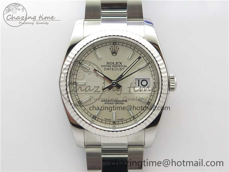 DateJust 36 SS 116234 ARF 1:1 Best Edition 904L Steel Silver Dial on Oyster Bracelet SH3135 V3