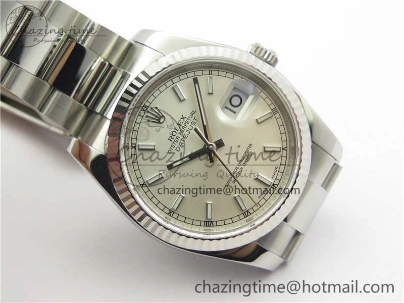 DateJust 36 SS 116234 ARF 1:1 Best Edition 904L Steel Silver Dial on Oyster Bracelet SH3135 V3