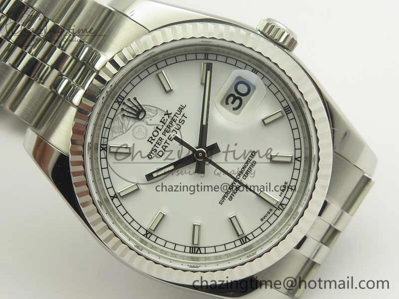 DateJust 36 SS 116234 ARF 1:1 Best Edition 904L Steel White Dial on Jubilee Bracelet SH3135 V2