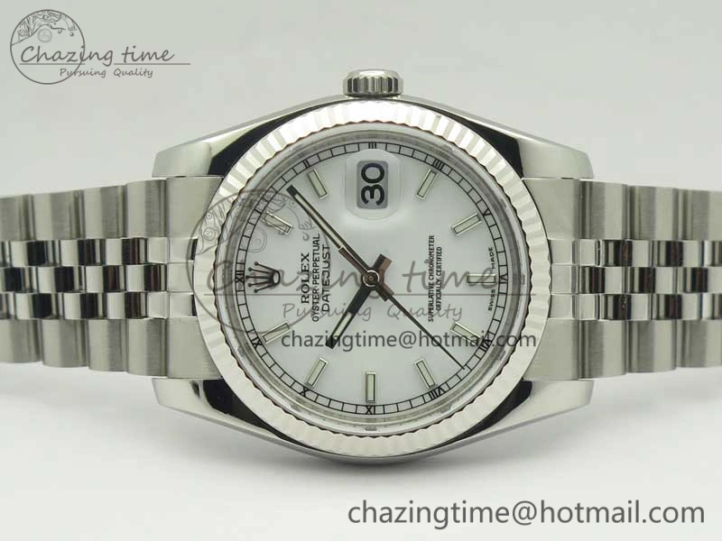 DateJust 36 SS 116234 ARF 1:1 Best Edition 904L Steel White Dial on Jubilee Bracelet SH3135 V2