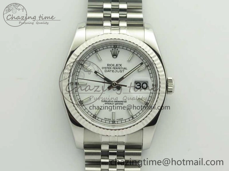 DateJust 36 SS 116234 ARF 1:1 Best Edition 904L Steel White Dial on Jubilee Bracelet SH3135 V2