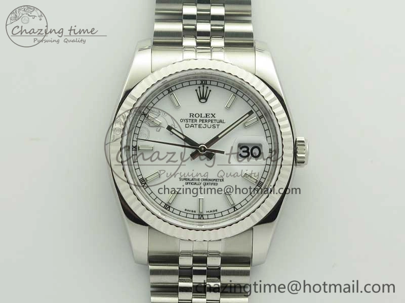 DateJust 36 SS 116234 ARF 1:1 Best Edition 904L Steel White Dial on Jubilee Bracelet SH3135 V2