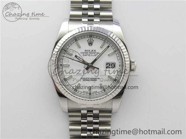 DateJust 36 SS 116234 ARF 1:1 Best Edition 904L Steel White Dial on Jubilee Bracelet SH3135 V3