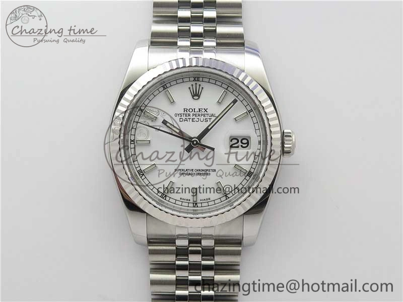DateJust 36 SS 116234 ARF 1:1 Best Edition 904L Steel White Dial on Jubilee Bracelet SH3135 V3