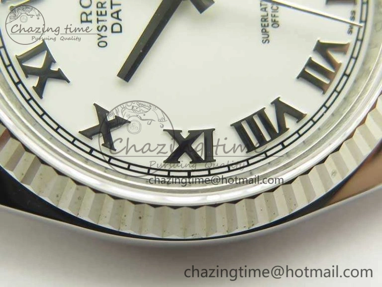 DateJust 36 SS 116234 ARF 1:1 Best Edition White Roman Dial Fluted On SS Jubilee Bracelet SA3135