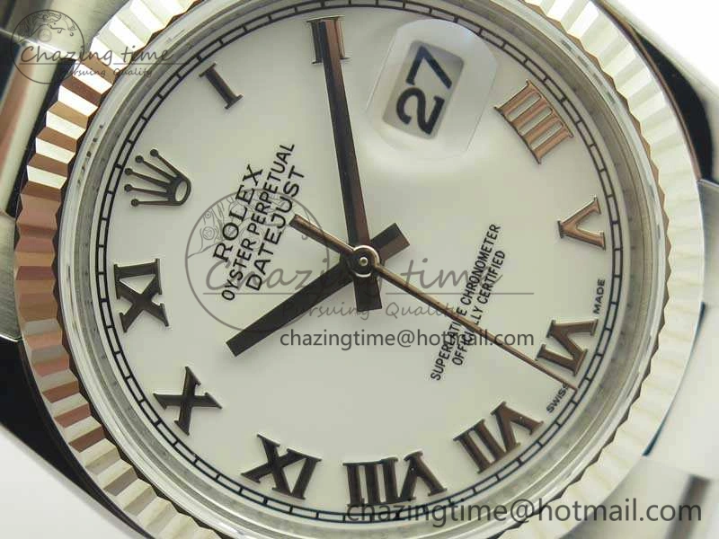 DateJust 36 SS 116234 ARF 1:1 Best Edition White Roman Dial Fluted On SS Oyster Bracelet SA3135
