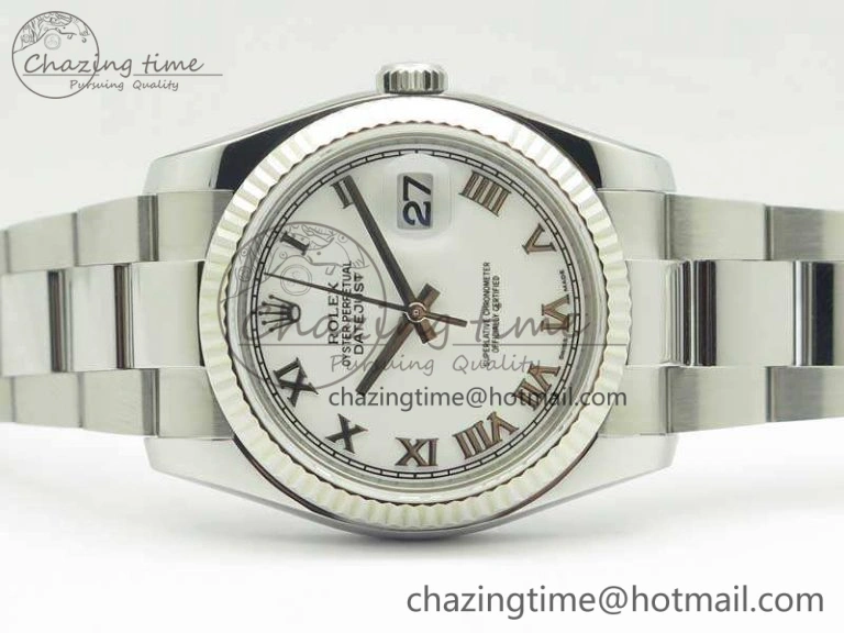 DateJust 36 SS 116234 ARF 1:1 Best Edition White Roman Dial Fluted On SS Oyster Bracelet SA3135