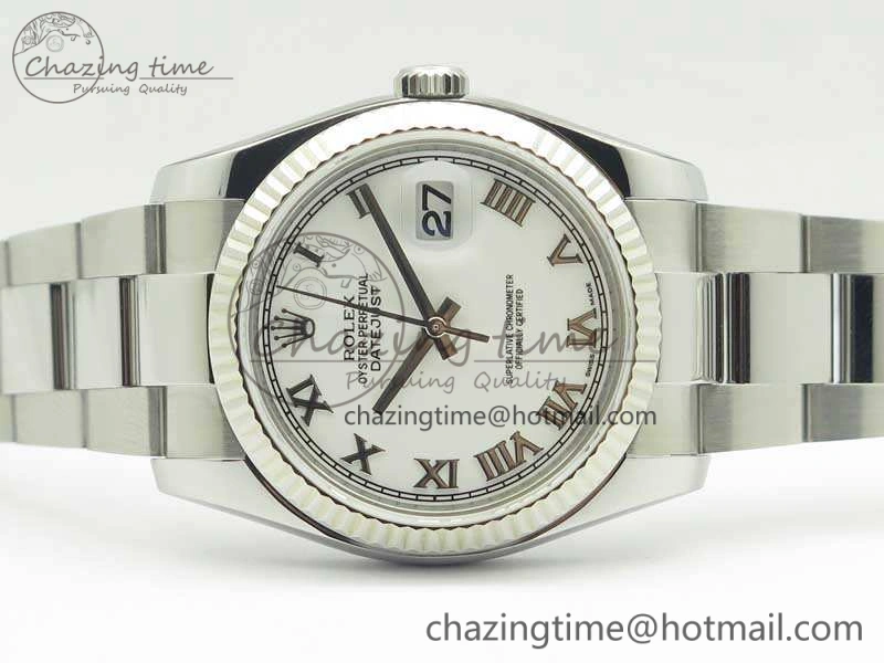 DateJust 36 SS 116234 ARF 1:1 Best Edition White Roman Dial Fluted On SS Oyster Bracelet SA3135