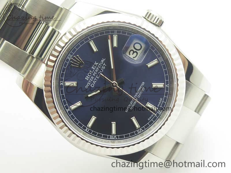DateJust 36 SS 116234 Fluted Bezel DJF Best Edition Blue Dial Stick Markers on SS Oyster Bracelet A2836
