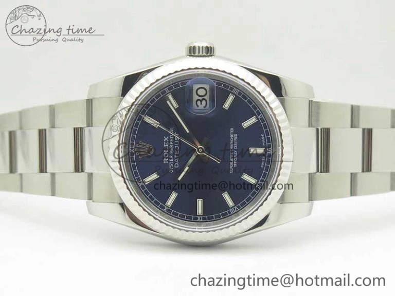 DateJust 36 SS 116234 Fluted Bezel DJF Best Edition Blue Dial Stick Markers on SS Oyster Bracelet A2836