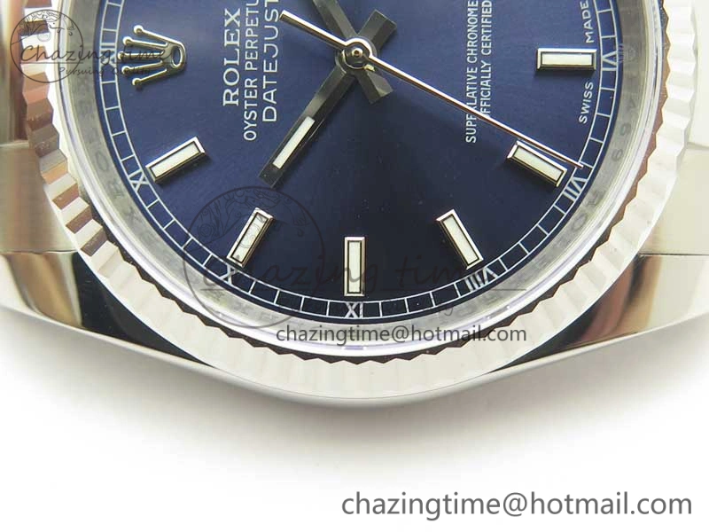 DateJust 36 SS 116234 Fluted Bezel DJF Best Edition Blue Dial Stick Markers on SS Oyster Bracelet A2836