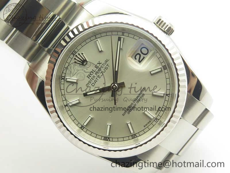 DateJust 36 SS 116234 Fluted Bezel DJF Best Edition Silver Dial Stick Markers on SS Oyster Bracelet A2836