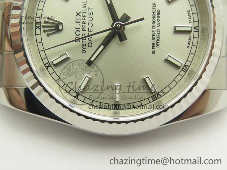 DateJust 36 SS 116234 Fluted Bezel DJF Best Edition Silver Dial Stick Markers on SS Oyster Bracelet A2836