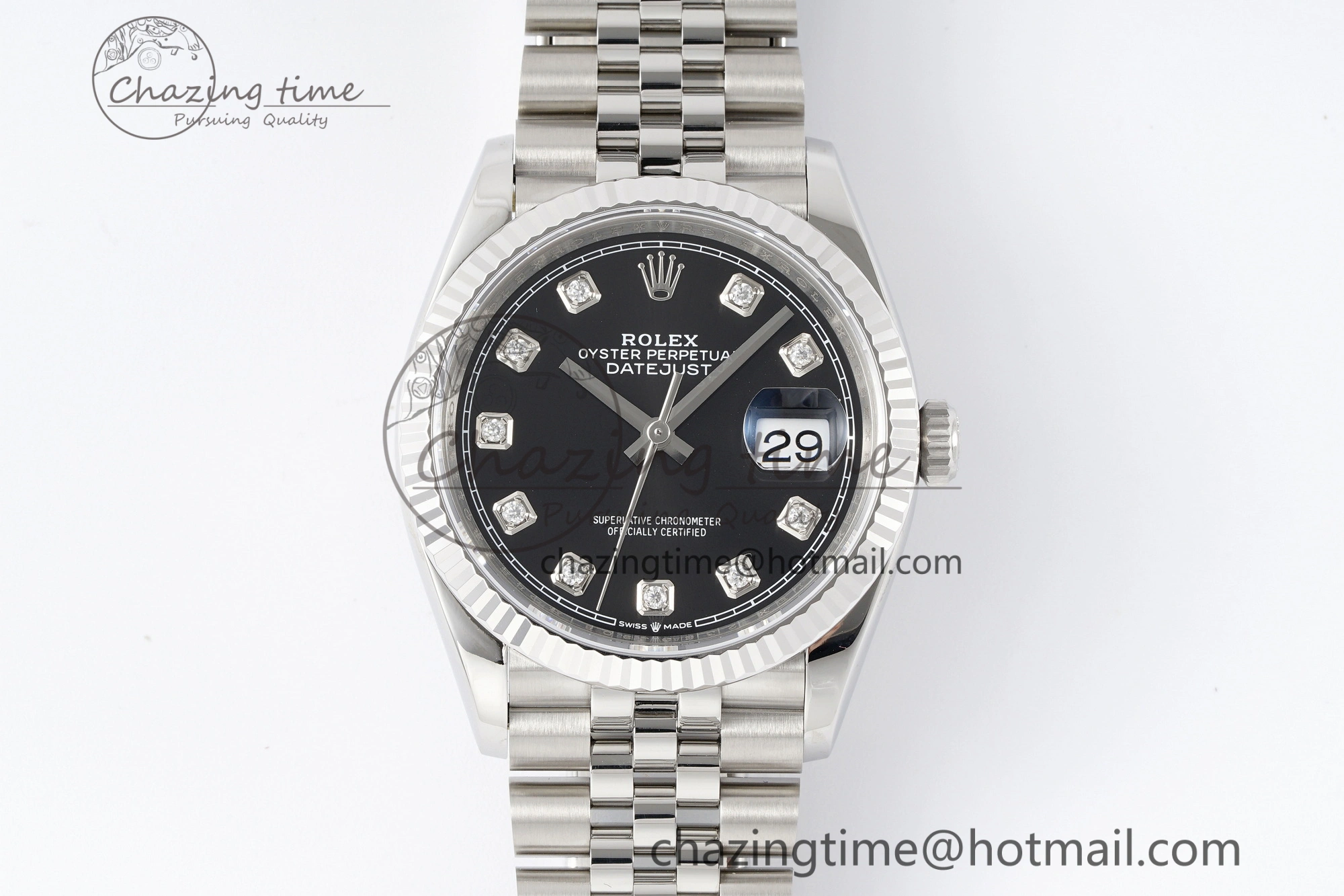 DateJust 36 SS 116234 VSF 1:1 Best Edition 904L Steel Black Diamonds Dial on Jubilee Bracelet VS3135