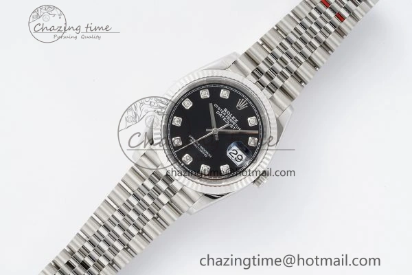 DateJust 36 SS 116234 VSF 1:1 Best Edition 904L Steel Black Diamonds Dial on Jubilee Bracelet VS3135