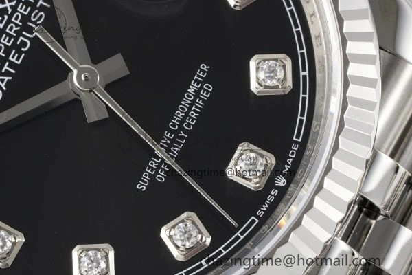 DateJust 36 SS 116234 VSF 1:1 Best Edition 904L Steel Black Diamonds Dial on Jubilee Bracelet VS3135