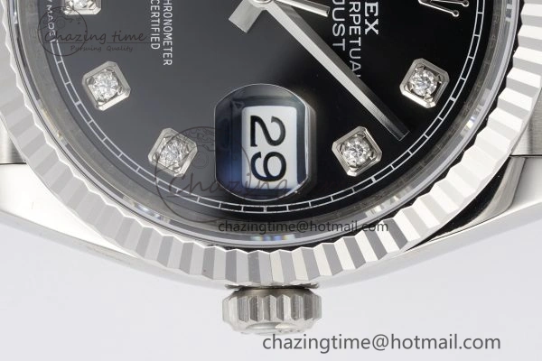 DateJust 36 SS 116234 VSF 1:1 Best Edition 904L Steel Black Diamonds Dial on Jubilee Bracelet VS3135