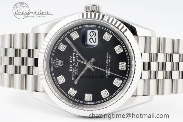 DateJust 36 SS 116234 VSF 1:1 Best Edition 904L Steel Black Diamonds Dial on Jubilee Bracelet VS3135