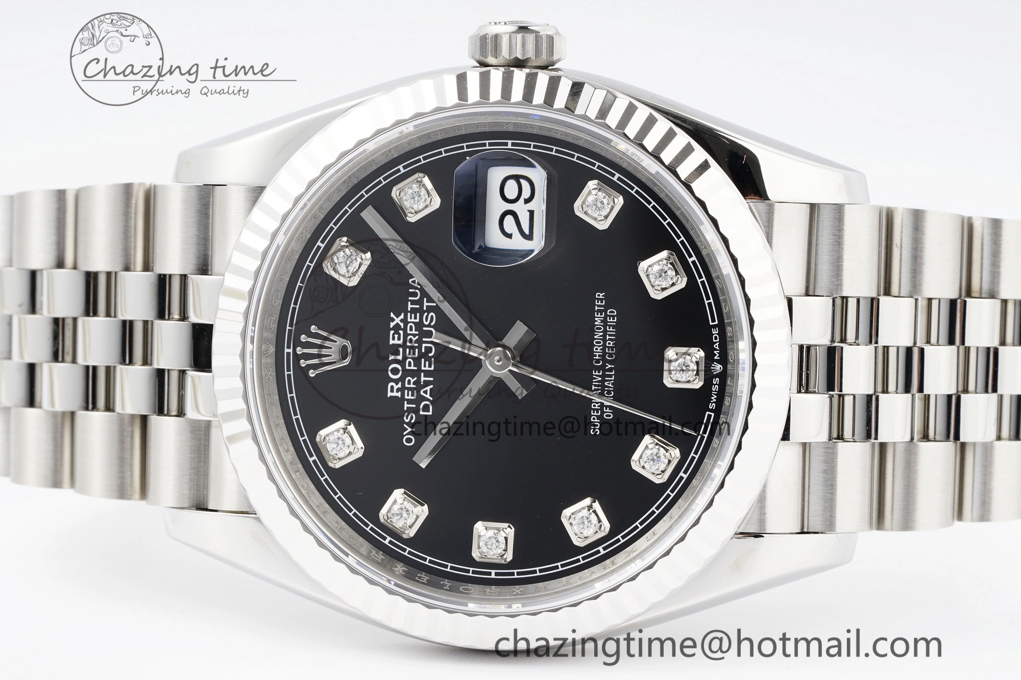 DateJust 36 SS 116234 VSF 1:1 Best Edition 904L Steel Black Diamonds Dial on Jubilee Bracelet VS3135