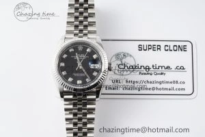 DateJust 36 SS 116234 VSF 1:1 Best Edition 904L Steel Black Diamonds Dial on Jubilee Bracelet VS3135