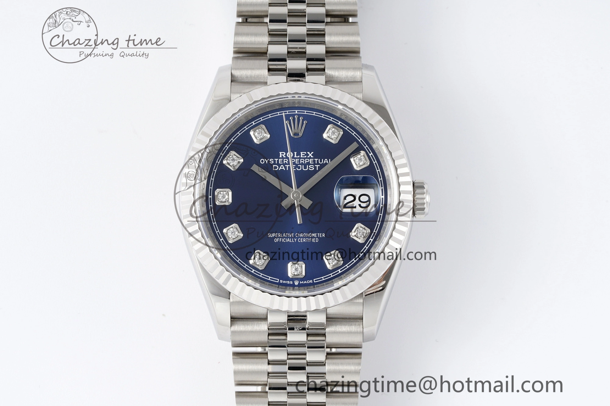DateJust 36 SS 116234 VSF 1:1 Best Edition 904L Steel Blue Diamonds Dial on Jubilee Bracelet VS3135