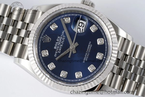 DateJust 36 SS 116234 VSF 1:1 Best Edition 904L Steel Blue Diamonds Dial on Jubilee Bracelet VS3135