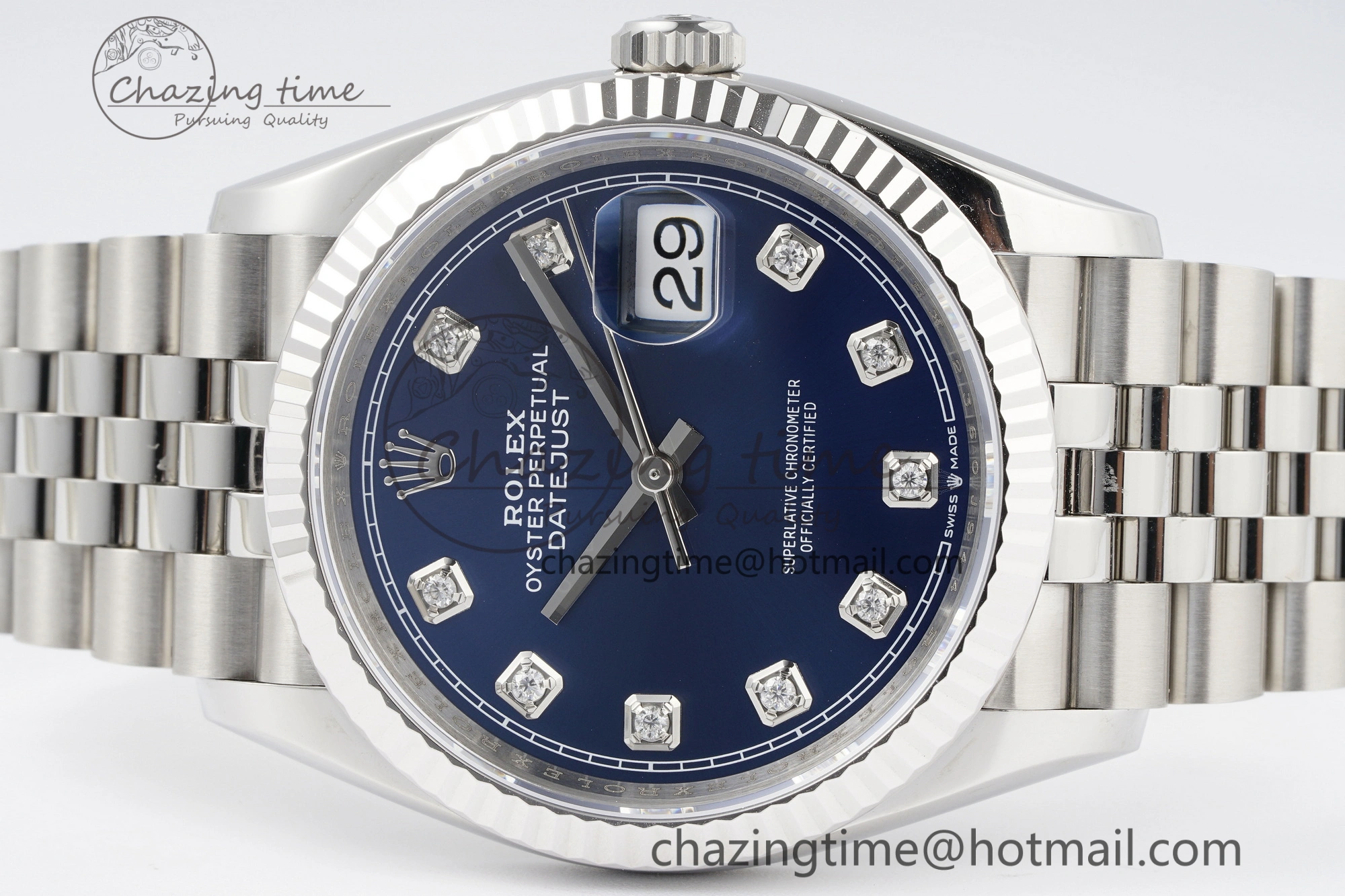 DateJust 36 SS 116234 VSF 1:1 Best Edition 904L Steel Blue Diamonds Dial on Jubilee Bracelet VS3135