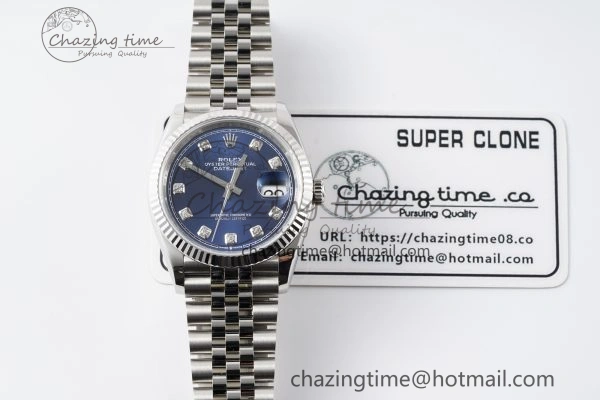 DateJust 36 SS 116234 VSF 1:1 Best Edition 904L Steel Blue Diamonds Dial on Jubilee Bracelet VS3135