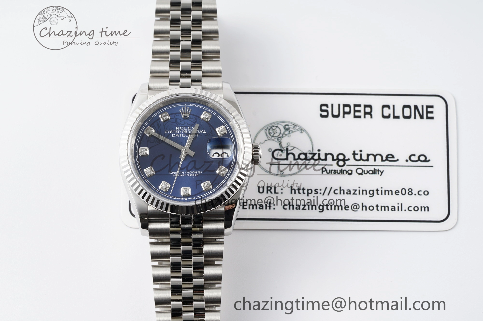 DateJust 36 SS 116234 VSF 1:1 Best Edition 904L Steel Blue Diamonds Dial on Jubilee Bracelet VS3135