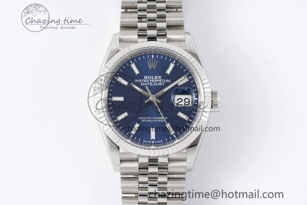 DateJust 36 SS 116234 VSF 1:1 Best Edition 904L Steel Blue Stick Dial on Jubilee Bracelet VS3135