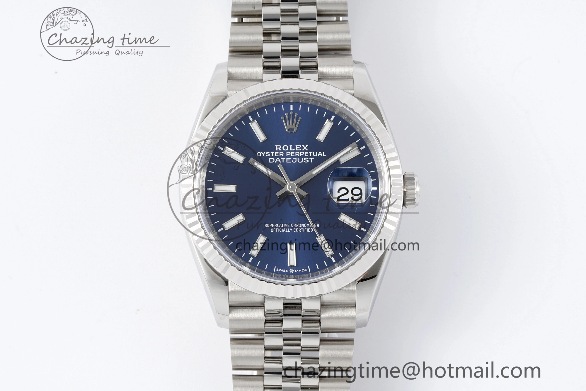 DateJust 36 SS 116234 VSF 1:1 Best Edition 904L Steel Blue Stick Dial on Jubilee Bracelet VS3135