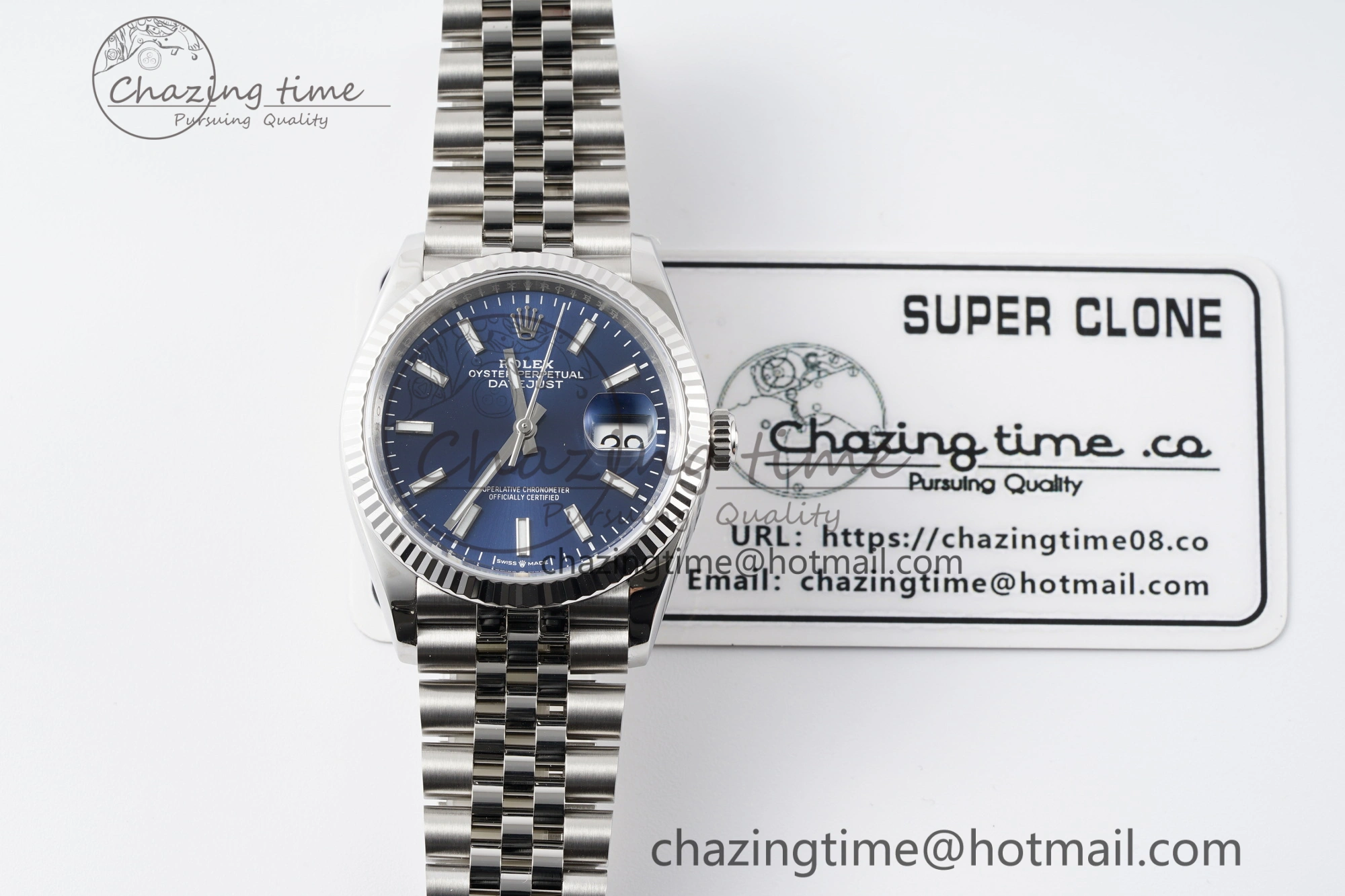 DateJust 36 SS 116234 VSF 1:1 Best Edition 904L Steel Blue Stick Dial on Jubilee Bracelet VS3135