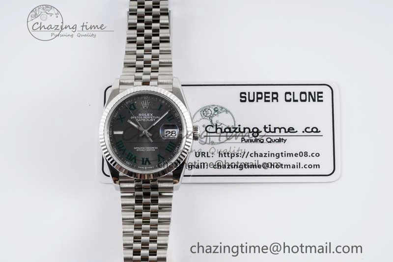 DateJust 36 SS 116234 VSF 1:1 Best Edition 904L Steel Gray Green Roman Dial on Jubilee Bracelet VS3235