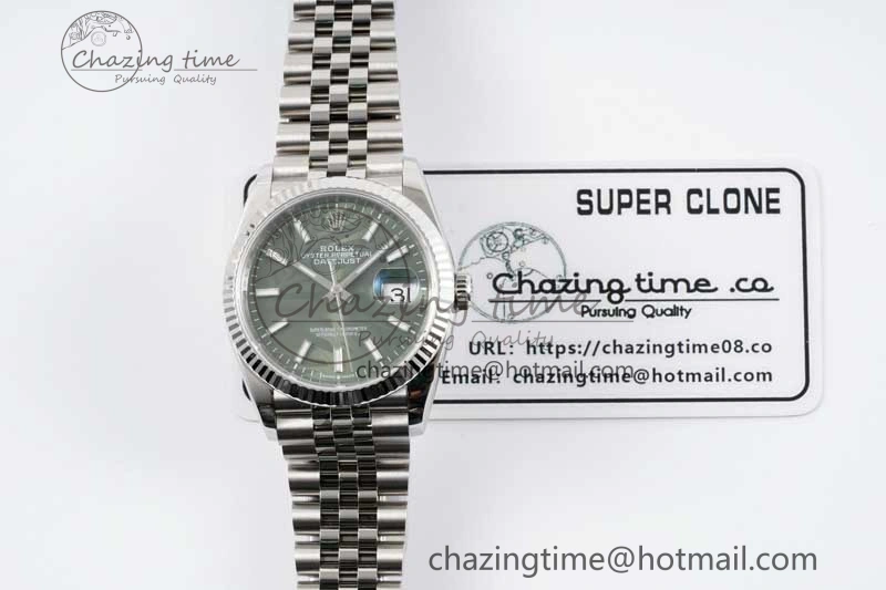 DateJust 36 SS 116234 VSF 1:1 Best Edition 904L Steel Green Leaf Dial on Jubilee Bracelet VS3235