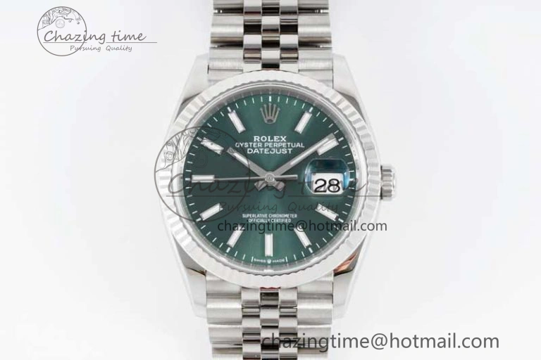 DateJust 36 SS 116234 VSF 1:1 Best Edition 904L Steel Green Sundust Dial on Jubilee Bracelet VS3235