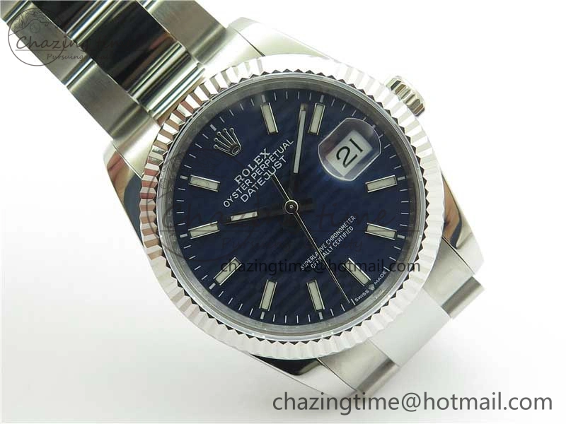 DateJust 36 SS 126200 BP Maker 1:1 Best Edition Fluted Bezel Blue Dial on Oyster Bracelet