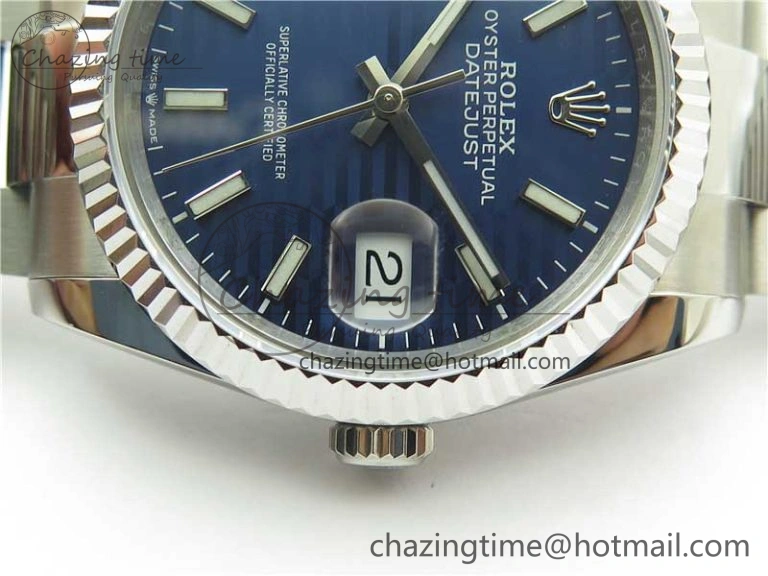 DateJust 36 SS 126200 BP Maker 1:1 Best Edition Fluted Bezel Blue Dial on Oyster Bracelet