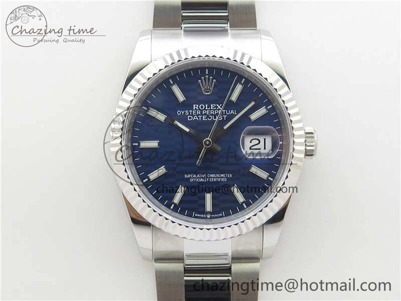 DateJust 36 SS 126200 BP Maker 1:1 Best Edition Fluted Bezel Blue Dial on Oyster Bracelet
