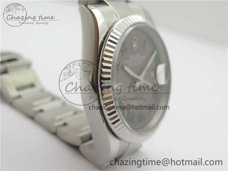 DateJust 36 SS 126200 BP Maker 1:1 Best Edition Fluted Bezel Gray Roman Dial on Oyster Bracelet