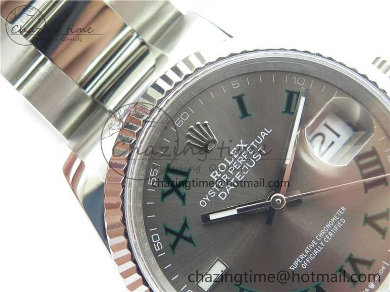 DateJust 36 SS 126200 BP Maker 1:1 Best Edition Fluted Bezel Gray Roman Dial on Oyster Bracelet