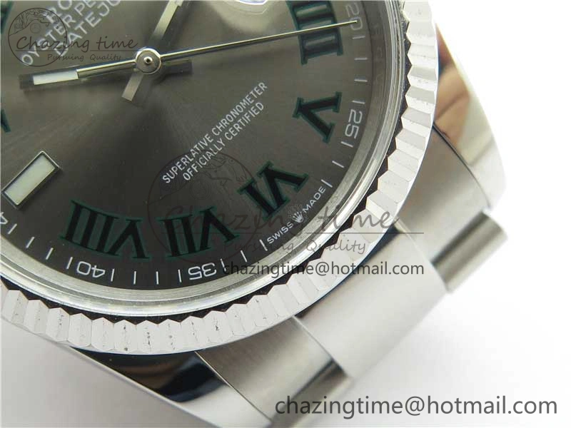 DateJust 36 SS 126200 BP Maker 1:1 Best Edition Fluted Bezel Gray Roman Dial on Oyster Bracelet
