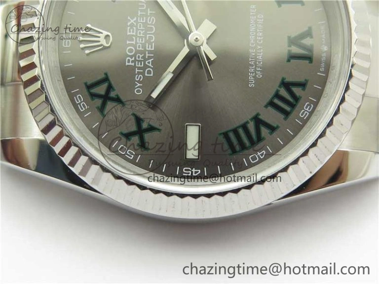 DateJust 36 SS 126200 BP Maker 1:1 Best Edition Fluted Bezel Gray Roman Dial on Oyster Bracelet
