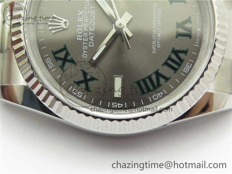 DateJust 36 SS 126200 BP Maker 1:1 Best Edition Fluted Bezel Gray Roman Dial on Oyster Bracelet